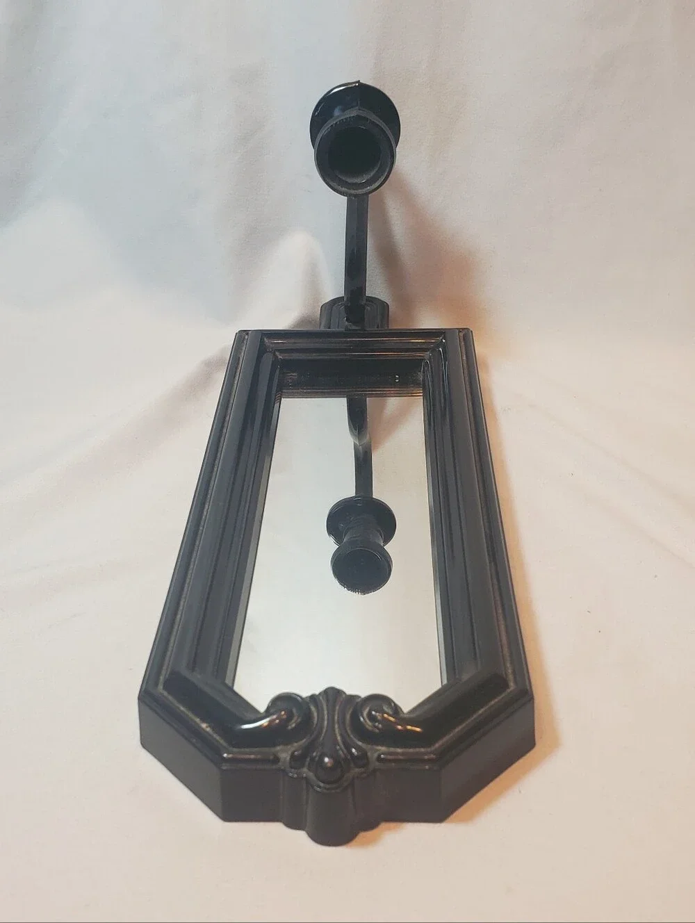 Home Interiors Homco Vtg Wall Mirror Sconce Candle Holder in Black Plastic Retro